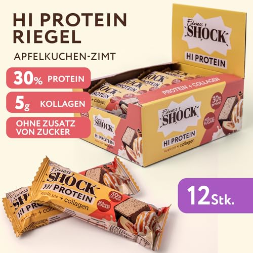 FitnesSHOCK High Proteinriegel Set – 20g Proteingehalt, zuckerfrei, kalorienarm, Pistazien-Kuchen Geschmack, ideal für F