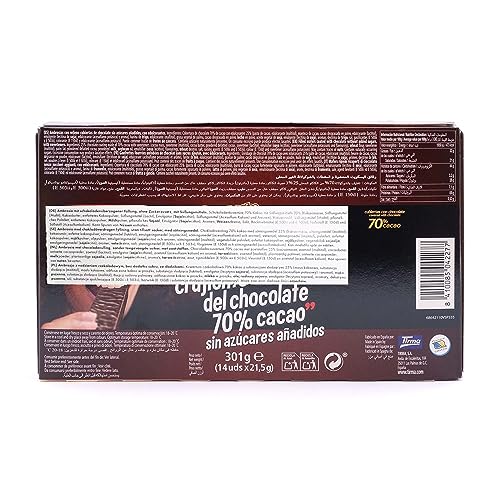 Tirma Waffeln dunkle Schokolade 70% Kakao | Zuckerfrei | Ideal für Keto & Diabetiker | 3 Stück Multipack