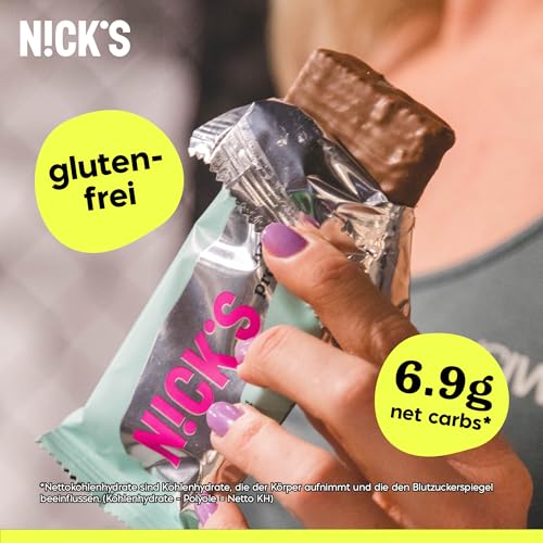 NICKS Riegel Schokolade Wafer – Glutenfreie Low Carb Waffeln für zuckerfreie Snacks, 165 Kalorien pro Riegel (24 x 35g)