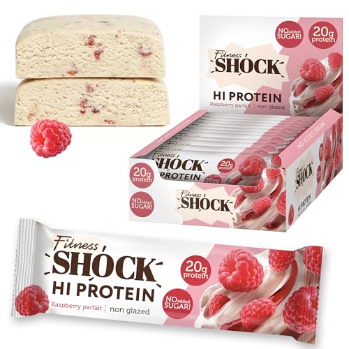 FitnesSHOCK High Proteinriegel Set – 20g Proteingehalt, zuckerfrei, kalorienarm, Pistazien-Kuchen Geschmack, ideal für F