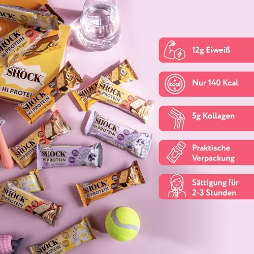 FitnesSHOCK High Proteinriegel Set – 20g Proteingehalt, zuckerfrei, kalorienarm, Pistazien-Kuchen Geschmack, ideal für F