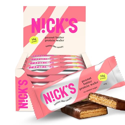 NICKS Riegel Schokolade Wafer – Glutenfreie Low Carb Waffeln für zuckerfreie Snacks, 165 Kalorien pro Riegel (24 x 35g)