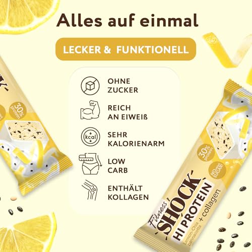 FitnesSHOCK High Proteinriegel Set – 20g Proteingehalt, zuckerfrei, kalorienarm, Pistazien-Kuchen Geschmack, ideal für F