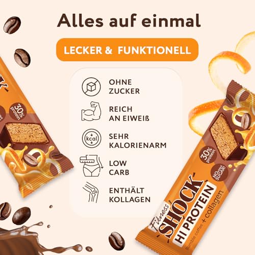 FitnesSHOCK High Proteinriegel Set – 20g Proteingehalt, zuckerfrei, kalorienarm, Pistazien-Kuchen Geschmack, ideal für F