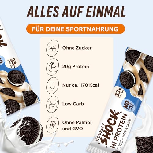 FitnesSHOCK High Proteinriegel Set – 20g Proteingehalt, zuckerfrei, kalorienarm, Pistazien-Kuchen Geschmack, ideal für F