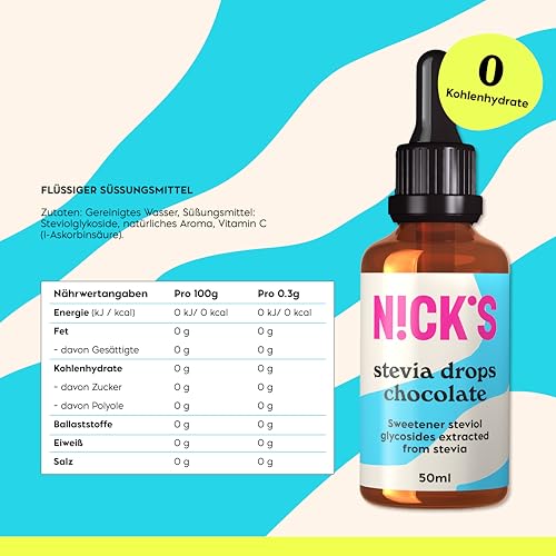 NICKS Stevia Flüssig Flavour Drops Karamell - Kalorienfreie Süßigkeit für Keto & Low Carb Genuss!