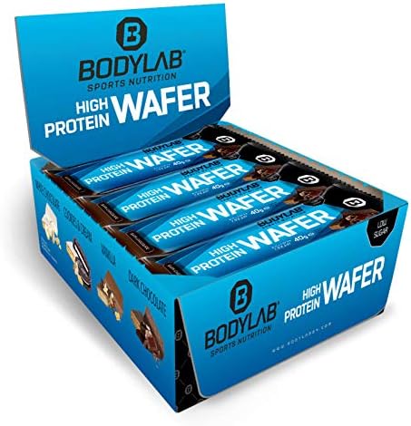 Bodylab24 High Protein Wafers 12x40g | Knuspriger Snack mit hohem Eiweißgehalt | Ideal für unterwegs