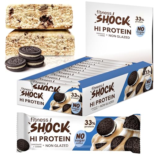 FitnesSHOCK High Proteinriegel Set – 20g Proteingehalt, zuckerfrei, kalorienarm, Pistazien-Kuchen Geschmack, ideal für F