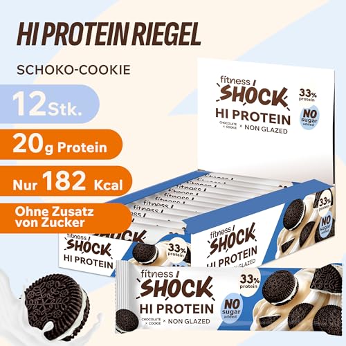 FitnesSHOCK High Proteinriegel Set – 20g Proteingehalt, zuckerfrei, kalorienarm, Pistazien-Kuchen Geschmack, ideal für F