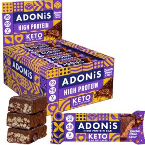 Adonis Keto Proteinriegel Doppelt Schokolade | Vegan & zuckerfrei | Perfekter Snack für Keto-Diäten