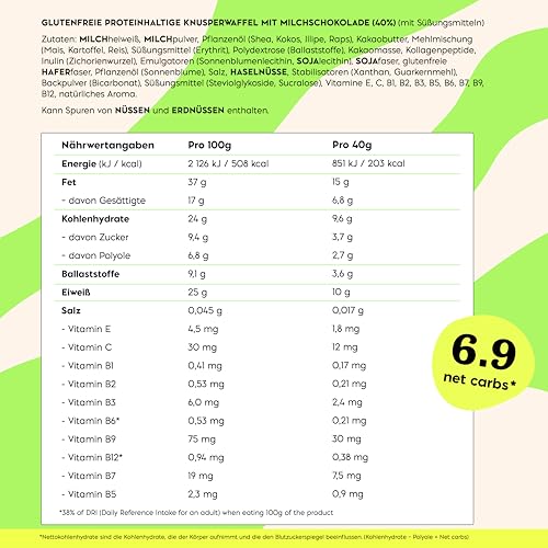 NICKS Riegel Schokolade Wafer – Glutenfreie Low Carb Waffeln für zuckerfreie Snacks, 165 Kalorien pro Riegel (24 x 35g)