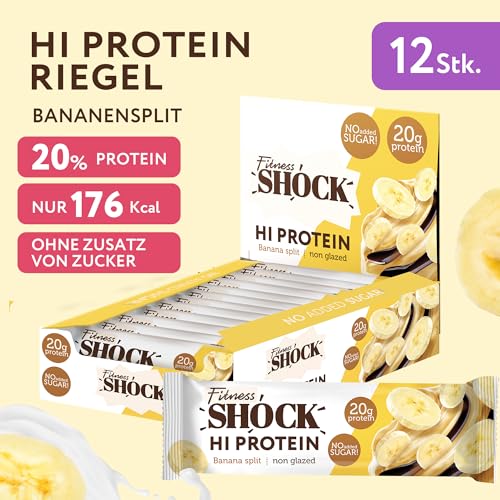 FitnesSHOCK High Proteinriegel Set – 20g Proteingehalt, zuckerfrei, kalorienarm, Pistazien-Kuchen Geschmack, ideal für F
