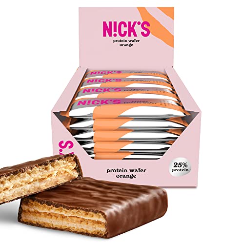 NICKS Riegel Schokolade Wafer – Glutenfreie Low Carb Waffeln für zuckerfreie Snacks, 165 Kalorien pro Riegel (24 x 35g)
