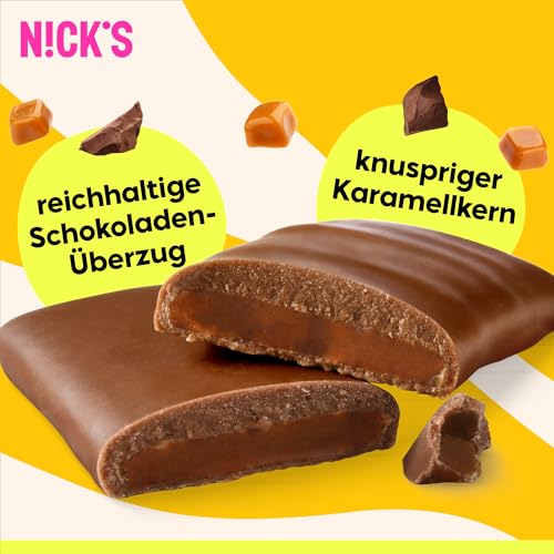 NICKS Keto Riegel Erdnüsse & Karamell - Schokoladensnack für Low Carb Genießer, glutenfrei, ideal für unterwegs (15x40g)
