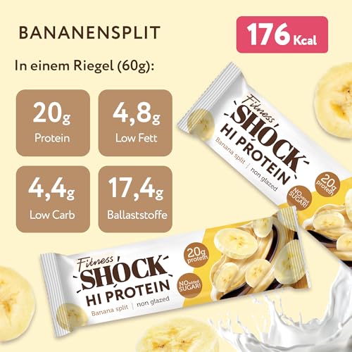 FitnesSHOCK High Proteinriegel Set – 20g Proteingehalt, zuckerfrei, kalorienarm, Pistazien-Kuchen Geschmack, ideal für F