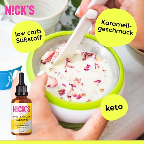 NICKS Stevia Flüssig Flavour Drops Karamell - Kalorienfreie Süßigkeit für Keto & Low Carb Genuss!