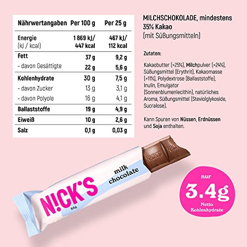 NICKS Keto Riegel Soft Toffee – Schokolade Karamell Snacks, 110 Kalorien, glutenfrei, perfekt für Low Carb Diät!