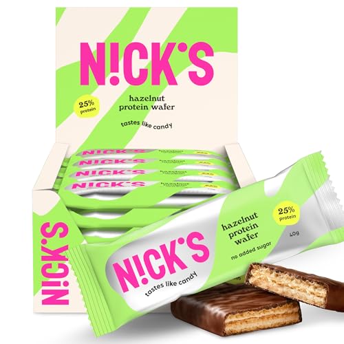NICKS Riegel Schokolade Wafer – Glutenfreie Low Carb Waffeln für zuckerfreie Snacks, 165 Kalorien pro Riegel (24 x 35g)