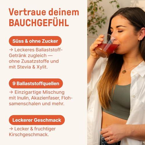 BRAINEFFECT DAILY FIBER - Ballaststoffgetränk für optimale Verdauung & Appetit - Zuckerfrei mit 9 Quellen & Vitaminen -