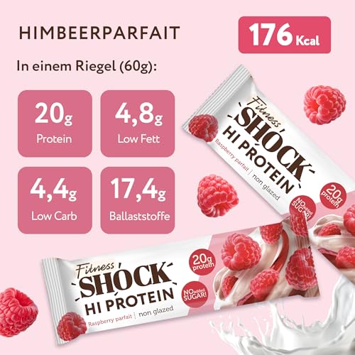 FitnesSHOCK High Proteinriegel Set – 20g Proteingehalt, zuckerfrei, kalorienarm, Pistazien-Kuchen Geschmack, ideal für F