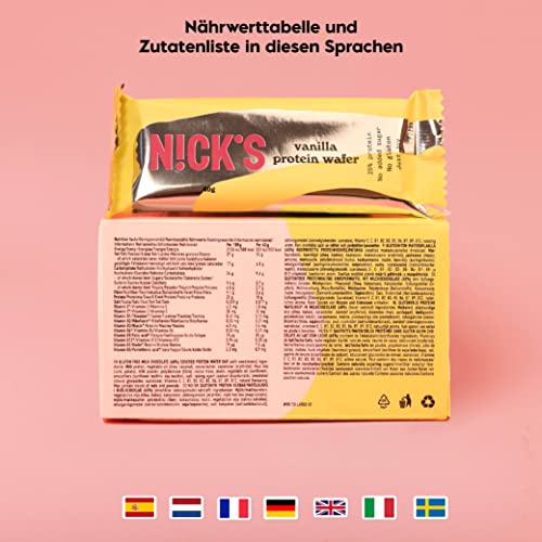 NICKS Riegel Schokolade Wafer – Glutenfreie Low Carb Waffeln für zuckerfreie Snacks, 165 Kalorien pro Riegel (24 x 35g)