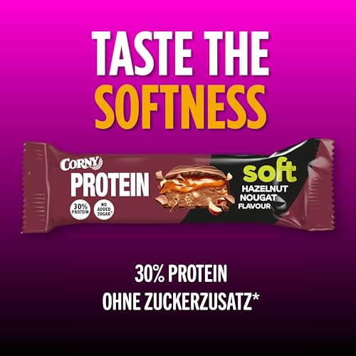 Corny Protein Riegel - Weiche Haselnuss-Nougat-Variante mit 30% Protein - Perfekt für Fitness und Snack zwischendurch!