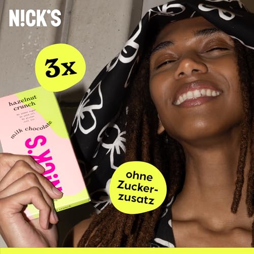 NICKS Milchschokolade Caramel Crunch – Zuckerfrei, Glutenfrei, Low Carb für gesunden Genuss zu Hause (3x75g)