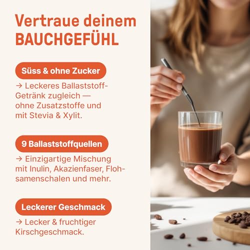 BRAINEFFECT DAILY FIBER - Ballaststoffgetränk für optimale Verdauung & Appetit - Zuckerfrei mit 9 Quellen & Vitaminen -